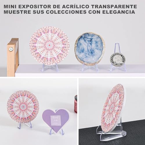Miniatura 4 de Soporte Monedas Caballete Expositor Acrilico - 15 Piezas Caballetes De Plastico Transparente Para Mesa - Soportes De Exhibición Para Medallas Tarjetas Fotos Minerales Postales - 5.1 X 6.9 Cm