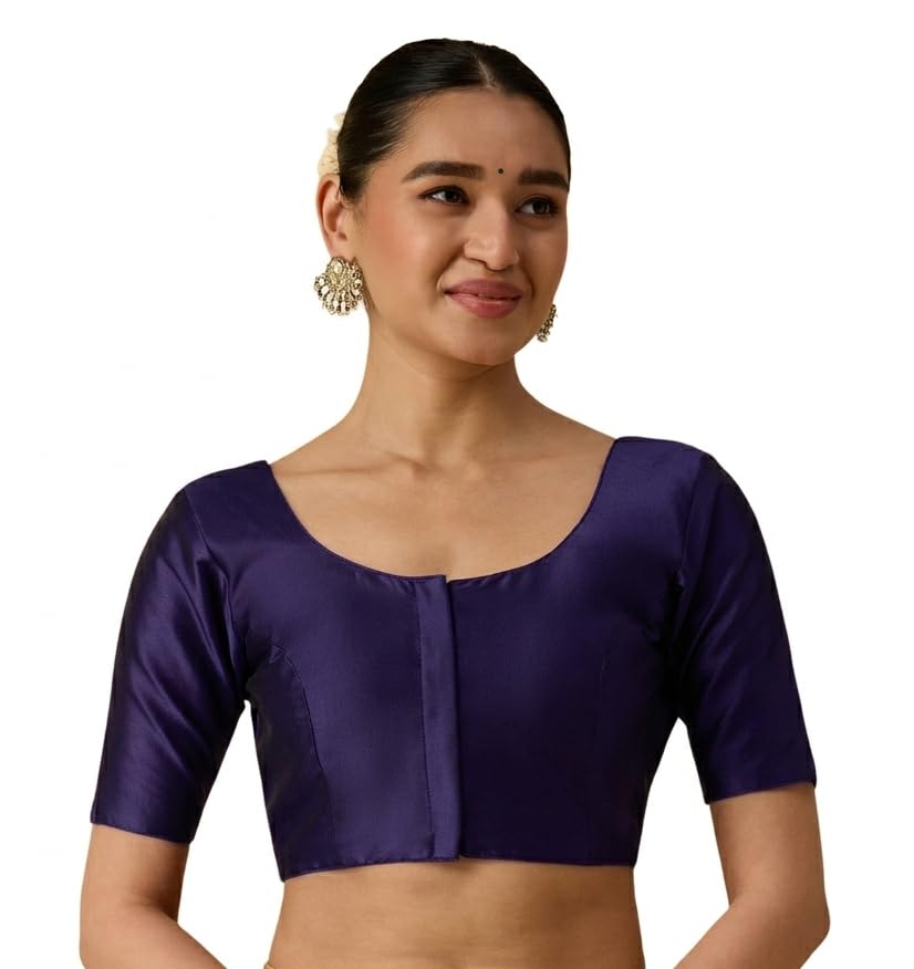 studio shringaar Women's Basic Polyester Taffeta Silky Readymade Saree Blouse-picture-10