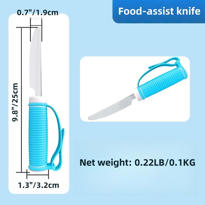 Tremors Elderly Assistance Products,Spoon and Fork Three Piece Set,Handicap Accessories for Daily Living,Adaptive Equipment with Blue Handle Belt,Aids for Living,Eating Utensils Sets. - Image 7