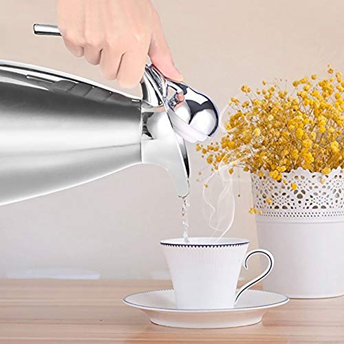 Stainless Steel Coffee Pot Double Wall Vacuum Insulated Jug Hot Water Bottle Long Time Heat Retention, 1.5/2L, 4 Colors(2L-Silver) - Image 3