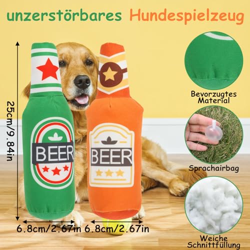 Wvu & Wvo Hundespielzeug | 2 Stück Weiche Bierflasche Plüsch Hund Spielzeug | Hund Kauen Knabberspielzeug für kleine mittelgroße große Hunde