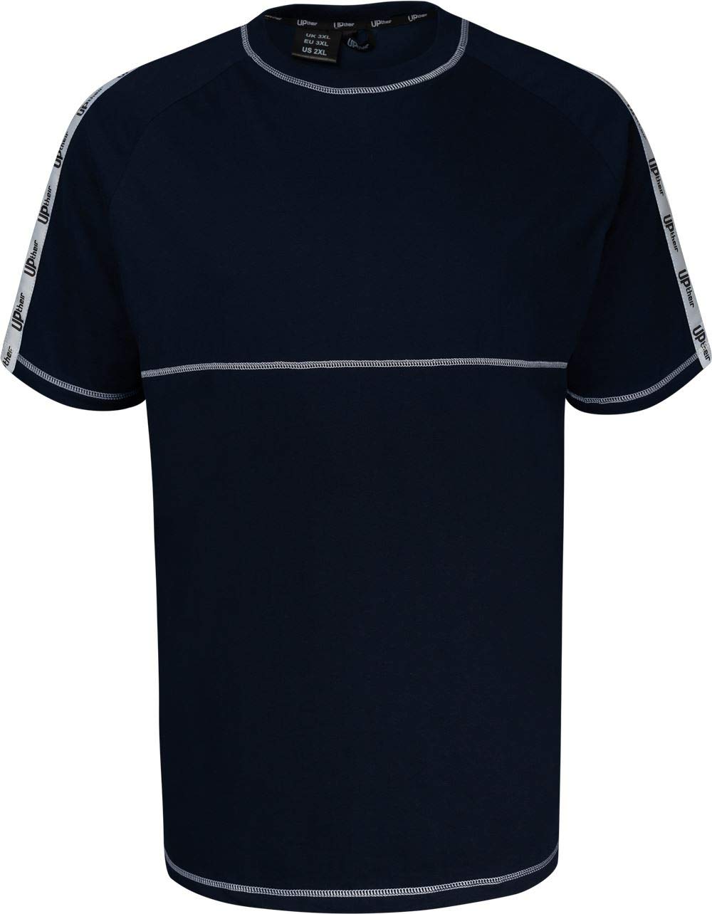 Uptheir Men's Wolf Contrast Stitching Crew Neck T-Shirt - Navy (UK, Alpha, L, Regular, Regular)