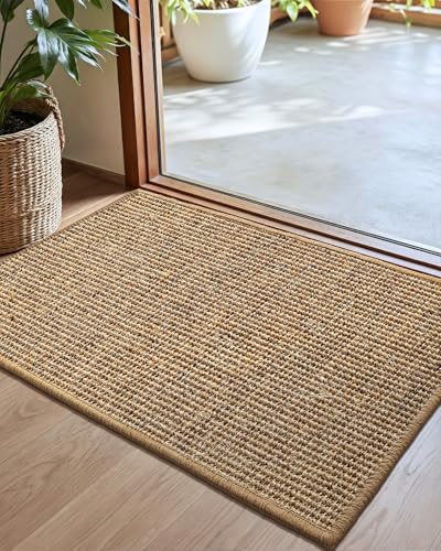 Color&Geometry Handwoven Jute Entry Rug - Natural Textured Front Door Mat 24x36 Non-Slip Durable & Eco-Friendly Doormat for High-Traffic Entrance Rustic Farmhouse Welcome Mat Sisal Brown
