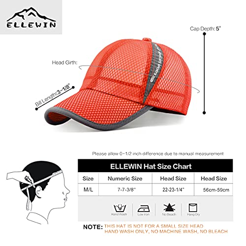 Ellewin Unisex Breathable Full Mesh Baseball Cap Quick Dry Running Hat Lightweight Cooling Water Sports Hat #TOP3