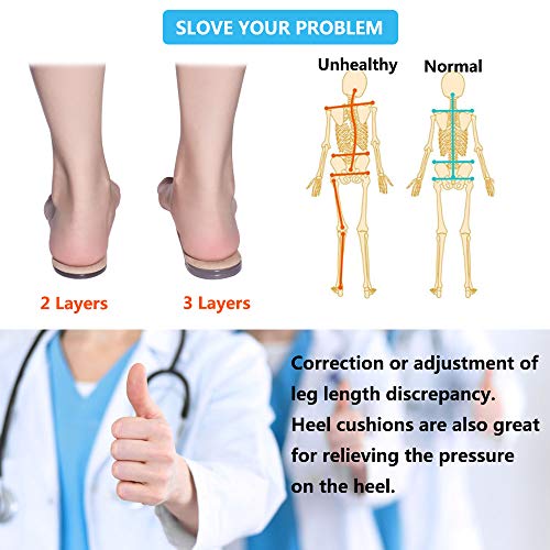 Image of JUMPOW Heel Lifts Inserts Insole - 2 Pack, 3 Layers Height Increase Insole, Adjustable Shoe Lift for Leg Length Discrepancy, Heel Pain, Heel Spurs - Beige