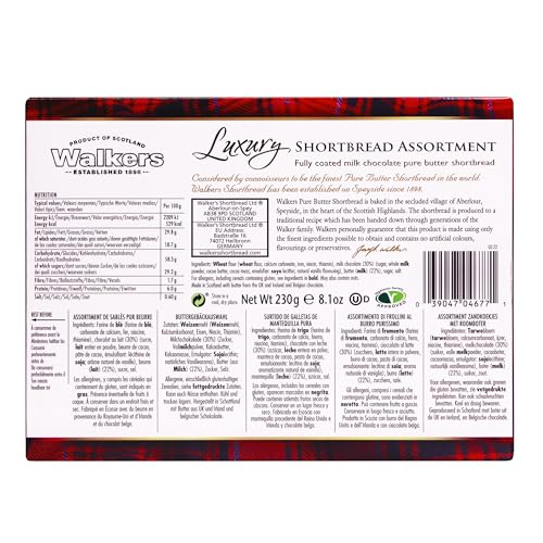 Walker's Shortbread Assorted Chocolate Shortbread, Luxury Holiday Treat, 8.1 Oz Box