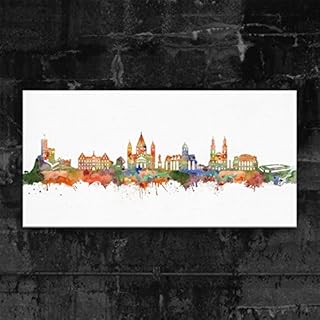 Kunstbruder Mainz Skyline - Light (div. Grössen) - Kunst Druck auf Leinwand 40x80cm