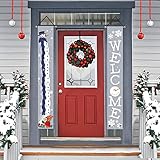 AVOIN Winter Christmas Snowman Welcome Porch Sign, Holiday Snowflake Hanging Banner Flag for Yard Indoor Outdoor Party 12 x 72 Inch