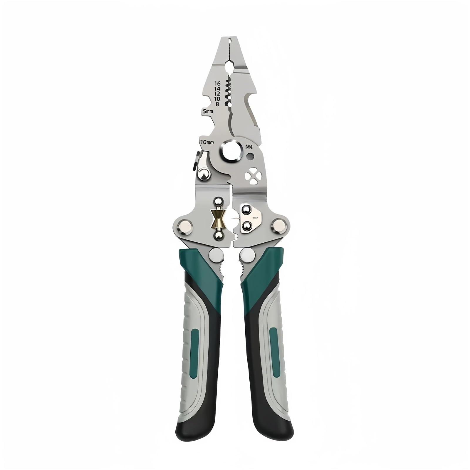 Bnvewr Green-1Pc Hydraulic Crimping Tool, 16-In-1 Foldable Wire Stripper, Pulley Design Multi-Function Electrician Splitter Winding Pliers Crimping Hand