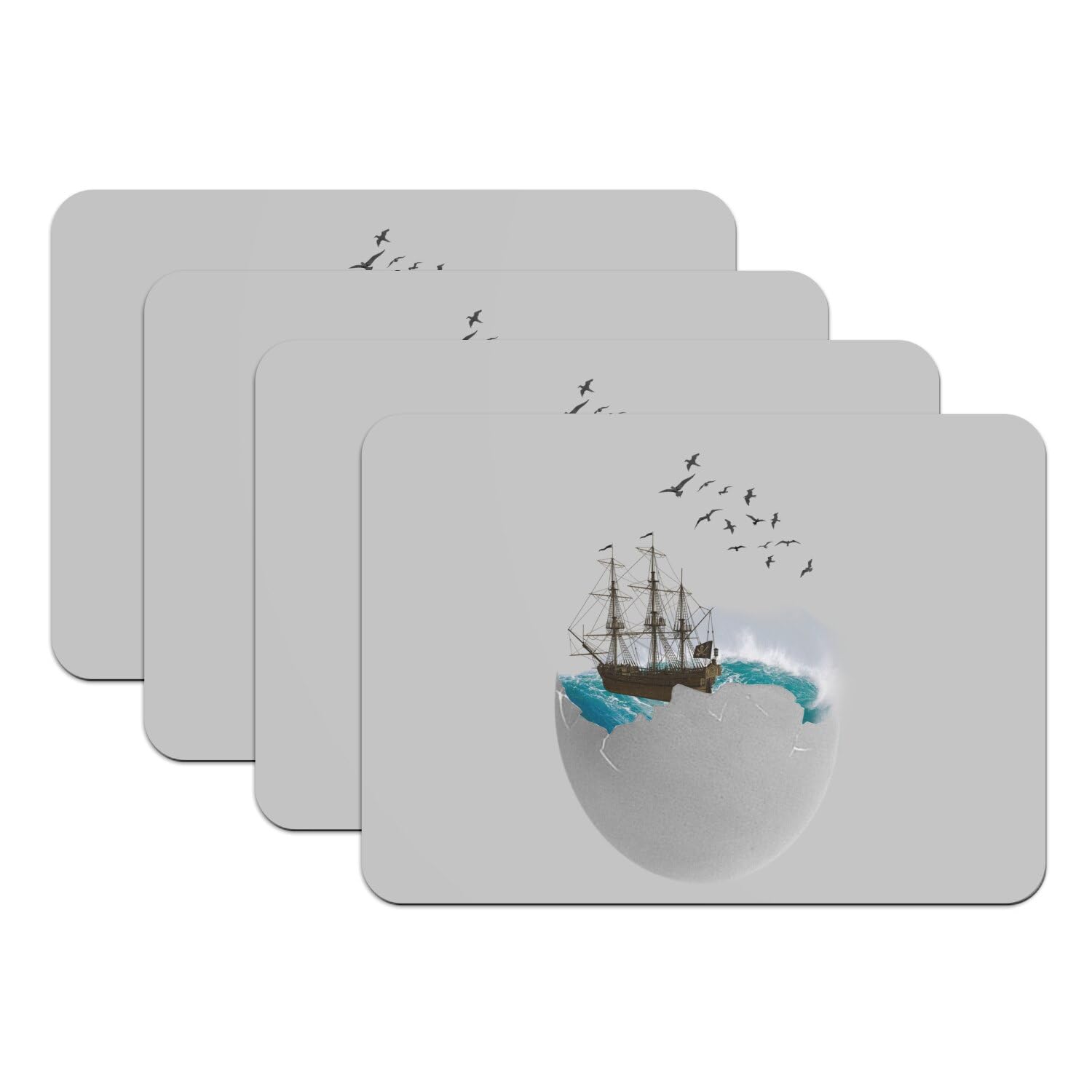 Sets de table lot de 4 gris 39,5x28,5 cm au style surréaliste océan