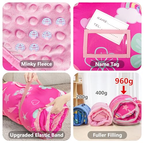 Image of Primlect Toddler Nap Mat Extra Large Thickened 55''x35'', Soft Sleeping Bag with Detachable Minky Blanket and Pillow, Portable for Daycare, Preschool, Kindergarten, Travel, Boys and Girls