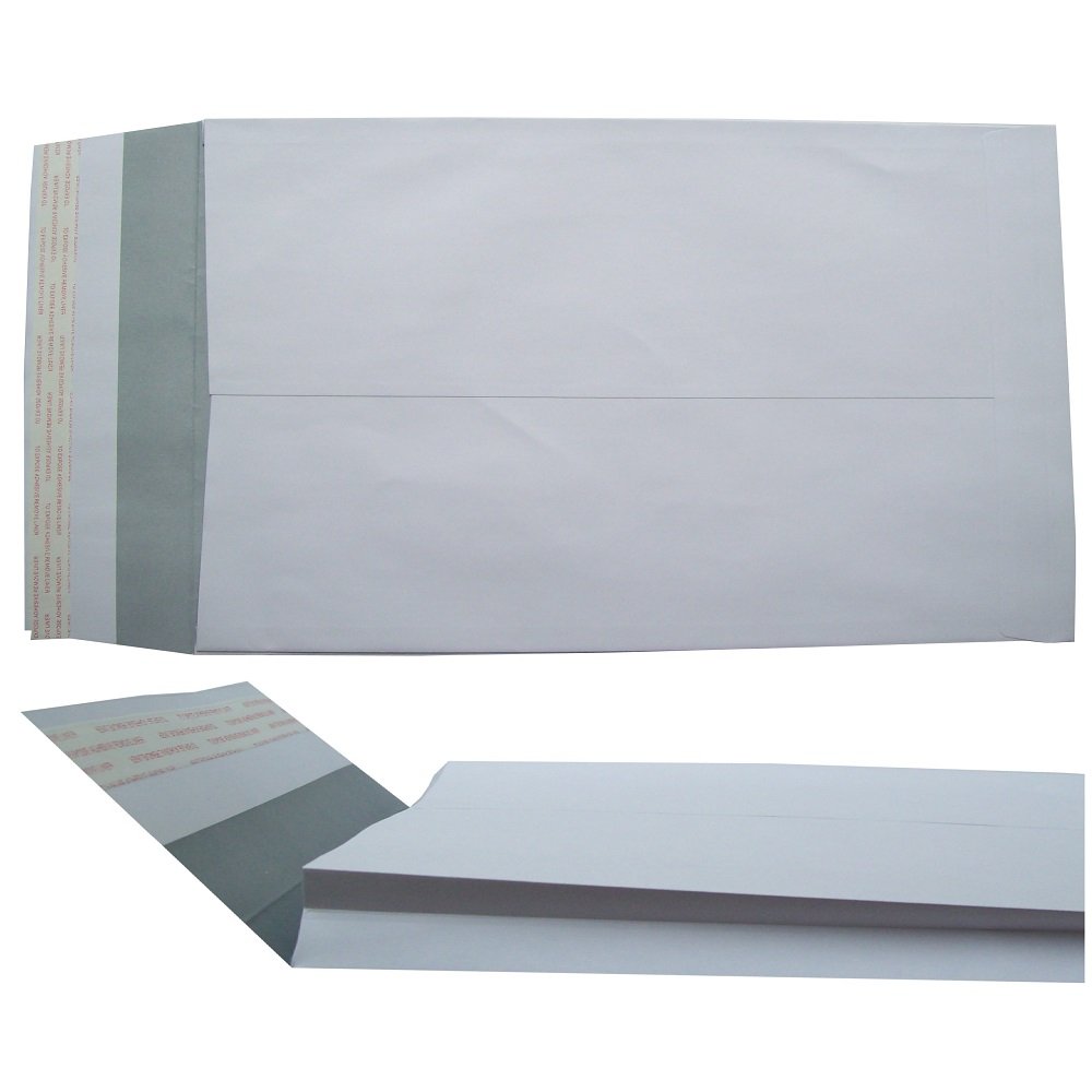 Ukps White 125 Gusset Spined Peel + Seal Paper Envelopes Mailers - Oversized A4 C4 Size 250 X 350Mm + 25Mm Spine 140Gsm - Self Sealing Book Document Storage Office Postal Packing Postage Mail Packaging