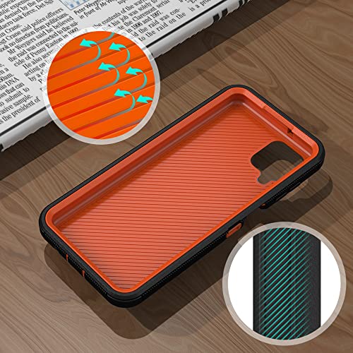Niriaho Phone Case For Samsung Galaxy A12 5G Case,Heavy Duty Hard Shockproof Armor Protector Case Cover With Belt Clip Holster For Samsung Galaxy A12 5G Phone Case (Black+Orange) #TOP3