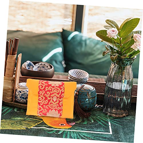 Alipis Silk Scripture Storage Envelope Vintage Chinese Style Pouch for Buddhist Texts Lightweight and Easy to Clean for Travel and Daily Use Red Color Design4