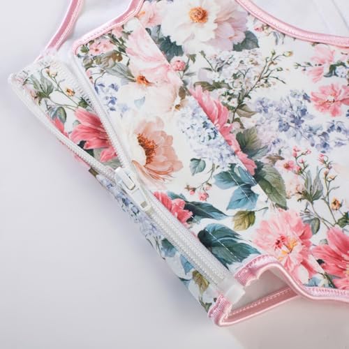 Image of Scarlet Darkness Women's Underbust Corset Top Renaissance Medieval Lace-up Boned Fairycore Pirate Corsets White Pink Floral Size 16