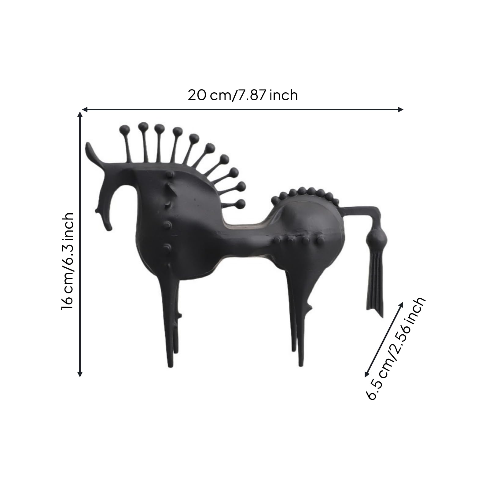 LOVIVER Escultura de Caballo Abstracto Figura Estatua Adorno Ornamento con Diseño Artístico Contemporáneo y Textura Mate con Puntos en Relieve Adecuada para, Negro, 20 6.5