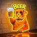 Astuddy Dog Beer Neon Sign – USB Powered Bar Wall Decor with Dimmer,Funny Bulldog Holding Beer Glass for Man Cave,Game Room,Kitchen,Pet Lovers,Bar Signs