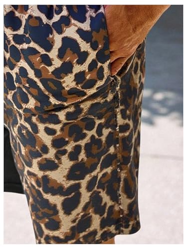 SOLY HUX Men's Leopard Swim Trunks Cheetah Print Drawstring Waist Bathing Suit Beach Board Shorts4