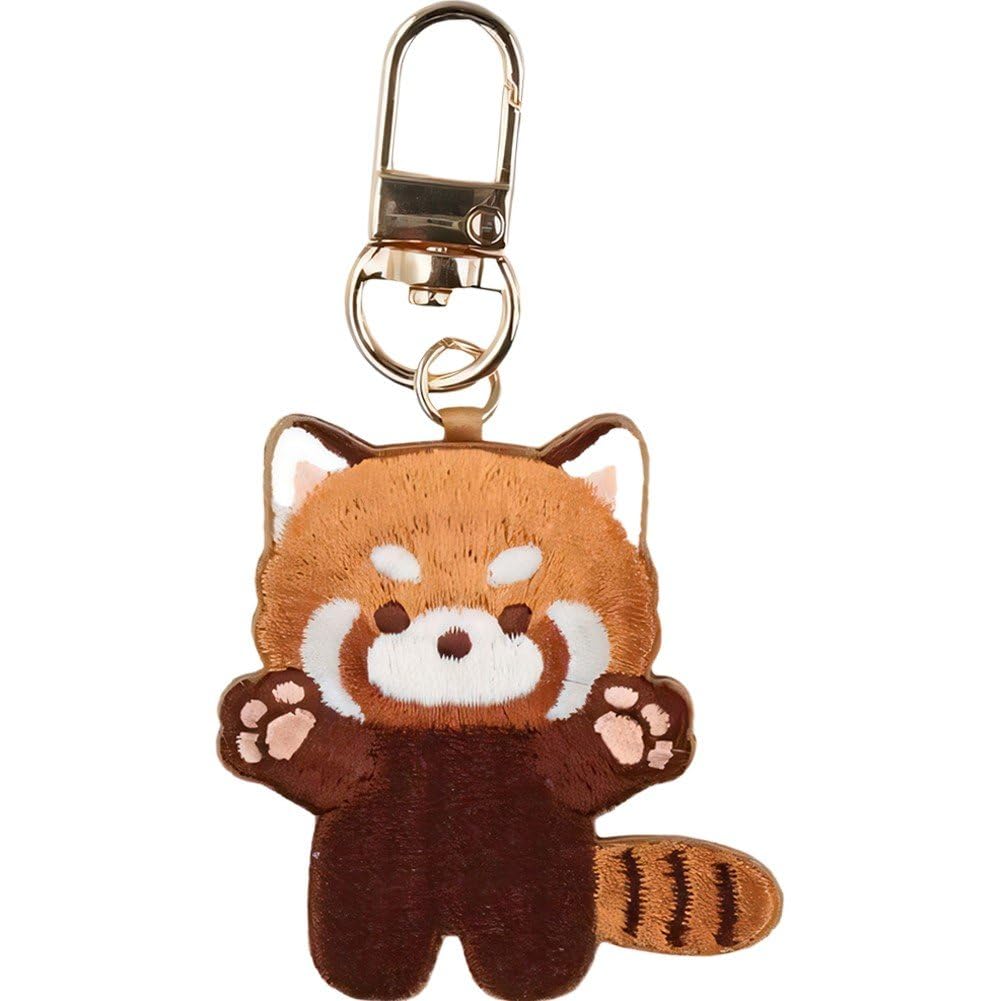 Plush Raccoon Cartoon Red Panda Keychain Backpack Pendant with Car Key Ring and Bag Charm Animal Accessory