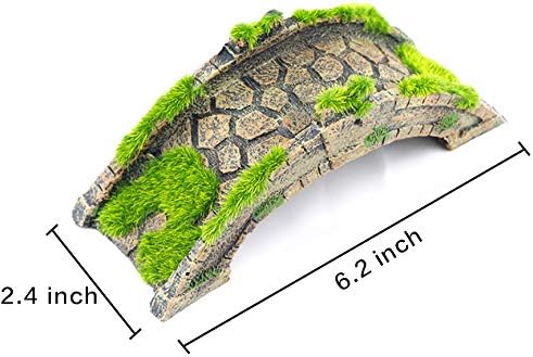 Miniatura 3 de AQUA KT Puente levadizo de puente de arco con césped para decoración de paisajismo de acuario