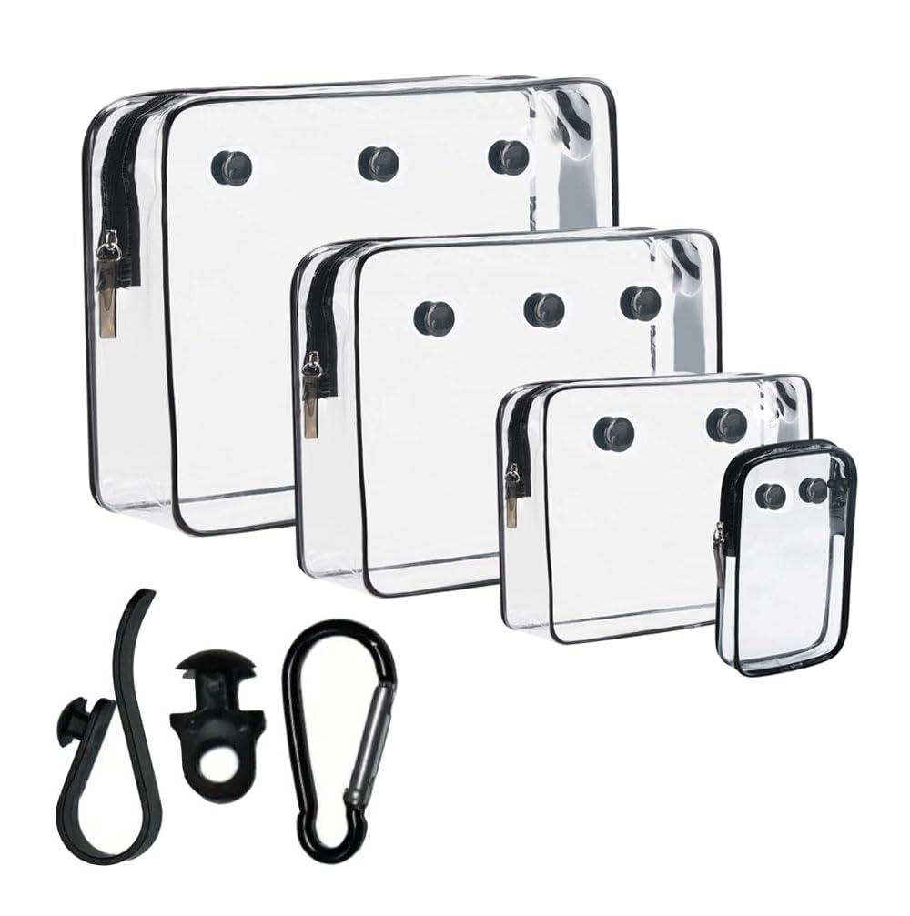 CANRAN 4 Packs Clear Bogg Beach Tote Bag with 1set Insert Hooks Accessories for Bogg Bags Travel Makeup Clean Toiletry Brush Organizer Cosmetic