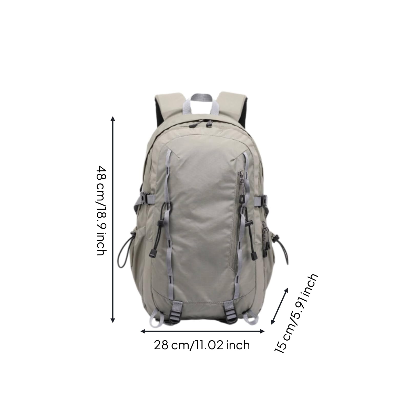 Zaino Trekking Leggero Spallacci Imbottiti Zaino Hiking Strutturato Tasche Laterali Elastiche Backpack da Montagna per Escursionisti, Escursioni, Grigio, Grigio Qingluan