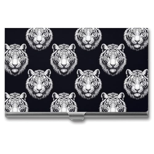 DULAHR Northwest White Tiger Business Card Holder Pocket Business Card Case Metal Case Name Card Holder Men Women