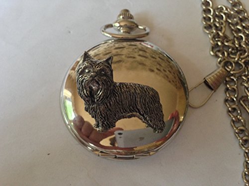 Montre de poche gousset quartz en argent poli D6 Yorkshire Terrier