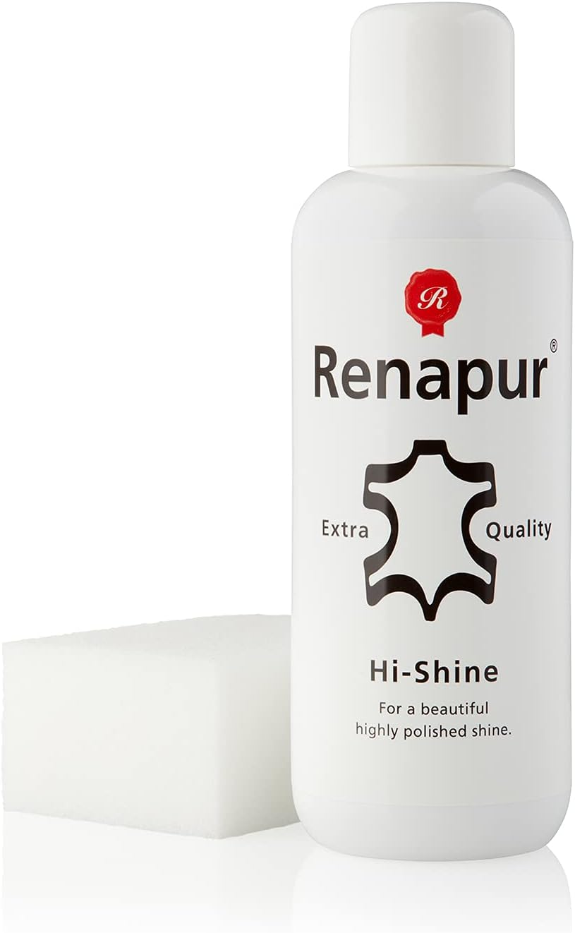 Renapur Leather Hi-Shine 250ml with Carnauba Wax - Leather Polish - Ultimate Shine for Sofas, Furniture, Boots, Shoes, Car Seats and Interior