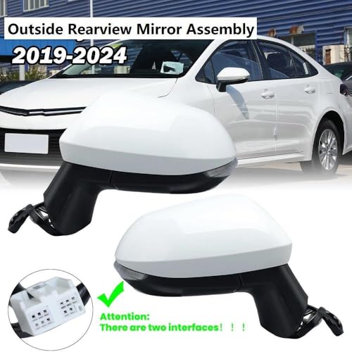 Rétroviseur 9 broches droit blanc pour Toyota Corolla E210 2019-2024