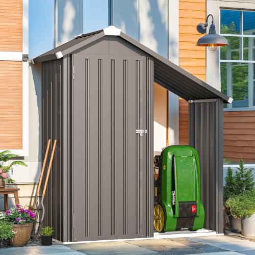 Image of AECOJOY Outdoor Storage Cabinet Waterproof with Shelves and Firewood Rack