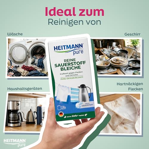 HEITMANN pure Reine Sauerstoffbleiche 350 g | Ökologisches Bleichmittel aus Aktiv-Sauerstoff & Soda für Wäsche & Haushalt | Waschmittel Pulver gegen Flecken & Schmutz 3