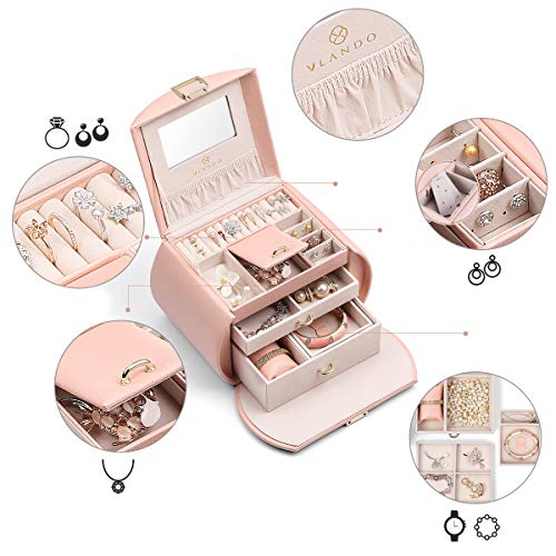 Vlando Princess Style Jewelry Box From Netherlands Design Team, Fabulous Girls Gift (Pink) #TOP4
