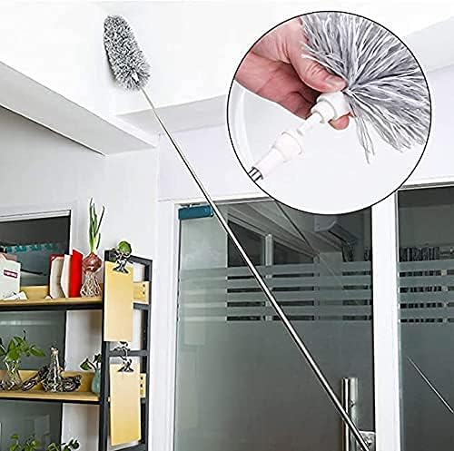 Microfiber Duster Cleaning Kit Extendable Dusters for High Ceiling Fans Hand Wall Duster, Washable Dust Brush Extra Long Extension Pole (30 to 100 inches) Duster