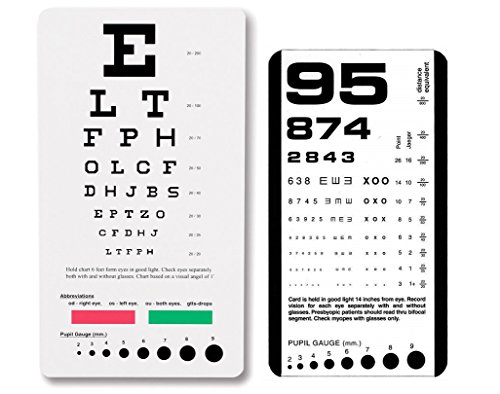 EFK-II Supply Rosenbaum and Snellen Plastic Pocket Size Eye Chart Set - Set of 2