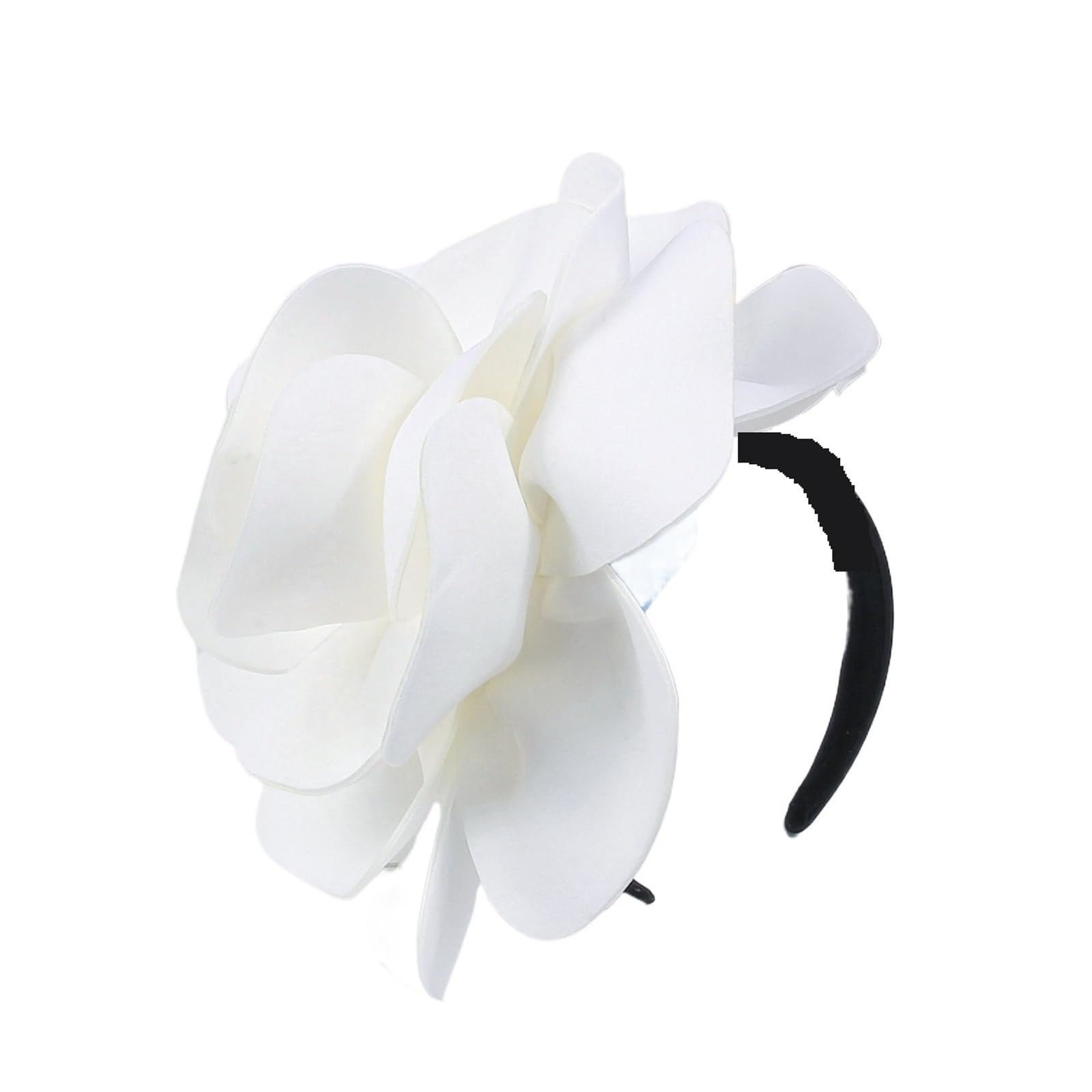 Cappelli Fascinator Cappello Fascinator in Tessuto Grande Copricapo Fiore Chapeau Cerimonia Mariage Cappello fascinatori da Donna(White)