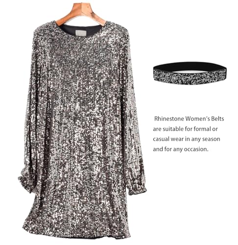 COTIM COYIN Women's Rhinestone Stretchy Waist Belt, Shiny Party Waist Belt3