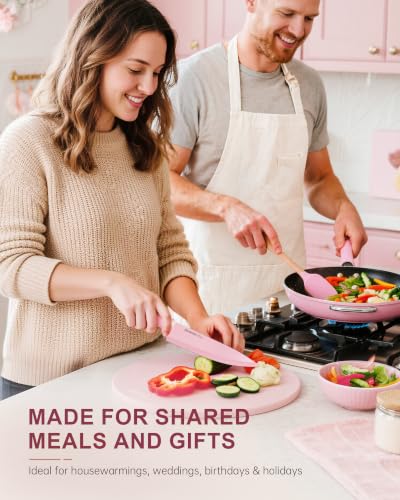 Astercook 22 Piece Pink Kitchen Knife Set with Block and Sharpener - Image 2