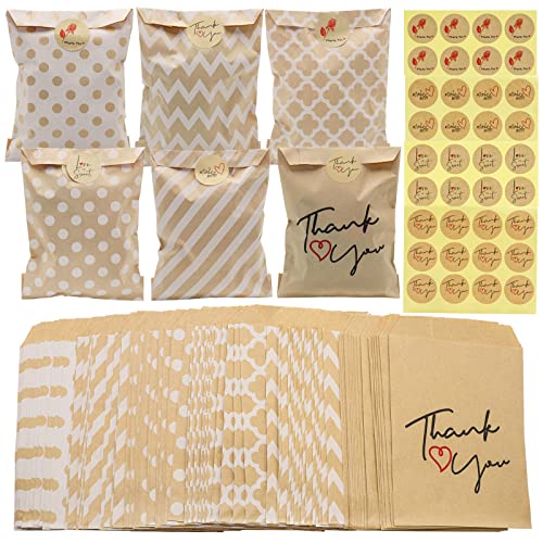 Candy Bar Tüten Süßigkeiten Papiertüten - 120 Stück Candybar Tüten Kraftpapier Flach Geschenktüten Mit 12 Blätter Aufkleber für Kindergeburtstag Hochzeit Weihnachten Cover