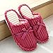 Sanhai Zapatillas de Peluche, Transpirables cálidas, Zapatillas de Pareja, Resistentes al Desgaste, Antideslizantes, Zapatos de Dormitorio, otoño e Invierno, adecuados para Interiores,Rojo,4041
