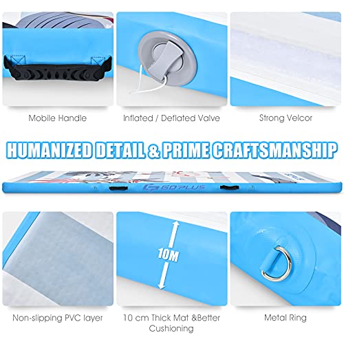 COSTWAY 300 x 100 x 10cm Opblaasbare airtrack tumbling mat, gymnastiekmat, gymnastiek training mat met elektrische… - Image 3