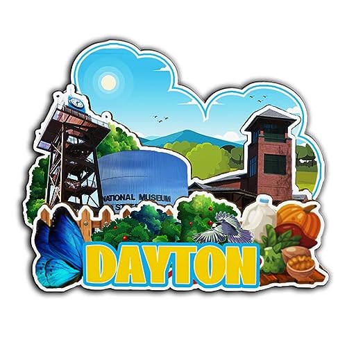 Dayton Ohio USA Aimant de réfrigérateur en bois 3D monuments de voyage souvenirs de collection décoration fait main -3253