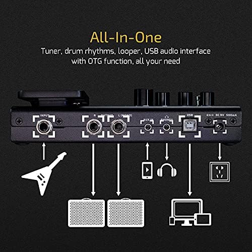 Valeton Guitar Pedal Multi-Effects Processor with Expression Pedal Guitar Bass Amp Modeling IR Cabinets Simulation Multi Language Stereo OTG USB Audio Interface with Footswitch Toppers GP-100 - Image 2