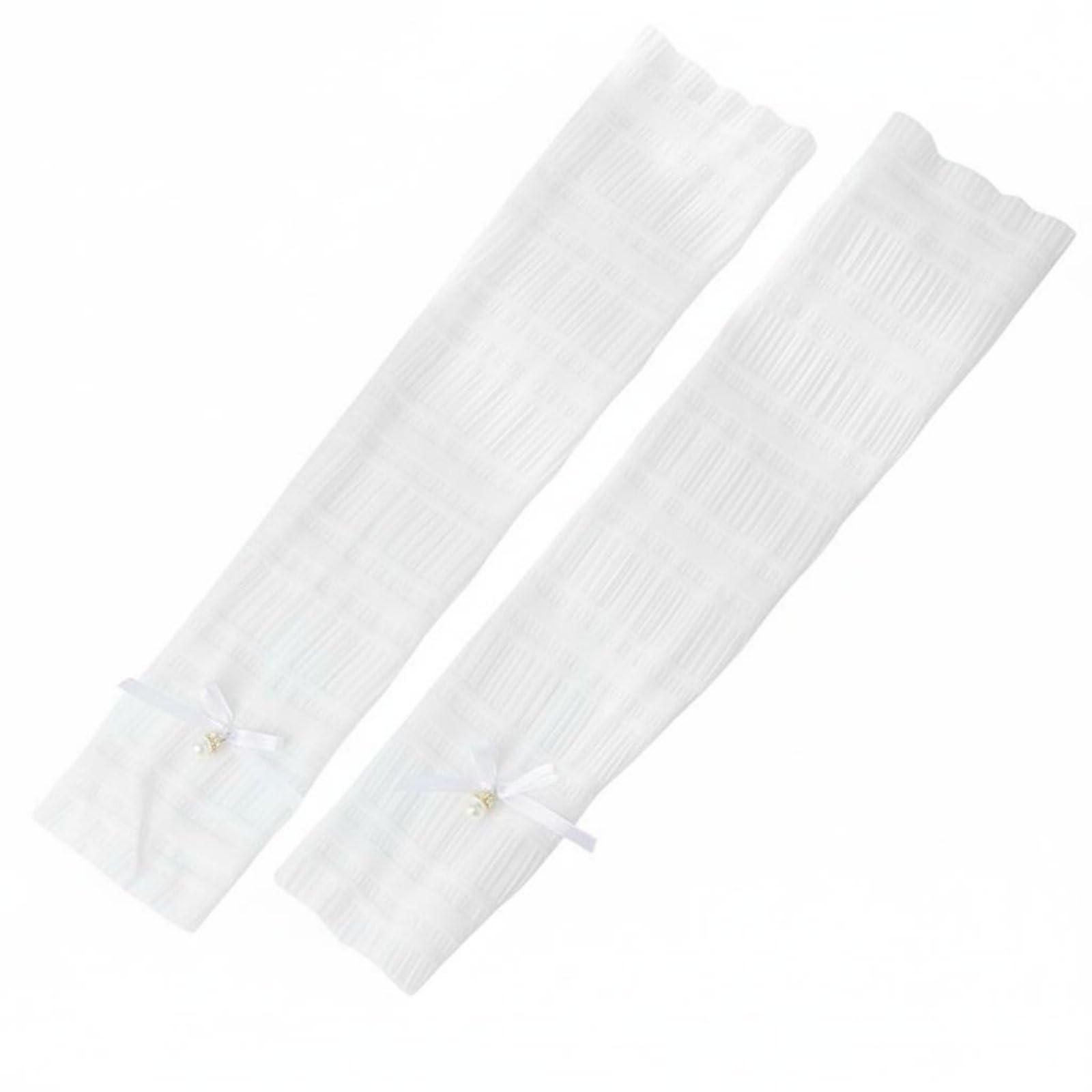 Breathable Bowknot Pearl Arm Sleeves High Elasticity Protection Arm Sleeves Lightweight Driving Sun Gloves Skin-Friendly For Women, Drivers, Athletes, Outdoor Activities, Travel, Sports, White, Pearl|-image-47