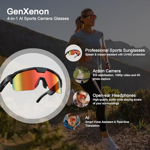 Image of GenXenon AI Cycling Camera Glasses with 8MP, 4K Video Smart Sunglasses