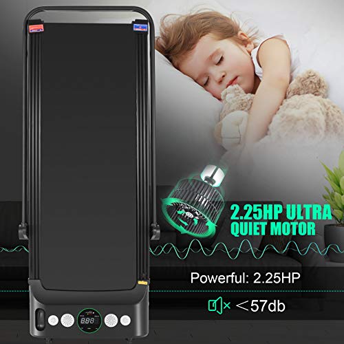 image for SYTIRY 2-in-1 Foldable Treadmill, Home Treadmill with LED Screen and B