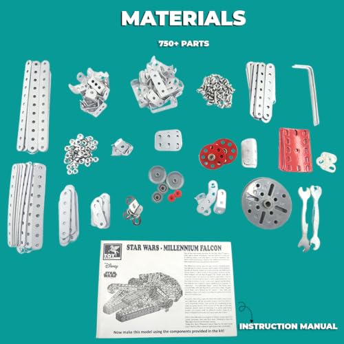 Image of TOYKRAFTT M'Tek Star Wars Millennium Falcon Metal Construction Set Toys for Boys 10 to 14 Years Spacecraft Building Blocks STEM Educational Engineering Kit Birthday Gift