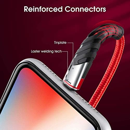 [MFi Certified] iPhone Charger Cable 2m, 2 Pack-Lightning Cable 6ft Extra Long 6 Feet Nylon USB Charging&Syncing Cord for Apple iPhone 11/11Pro/11Max/X/XS/XR/XS Max/8/7/6/5S (2m, Red)