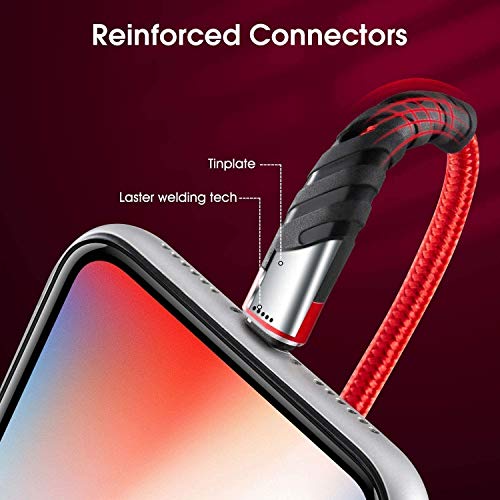 [MFi Certified] iPhone Charger Cable 2m, 2 Pack-Lightning Cable 6ft Extra Long 6 Feet Nylon USB Charging&Syncing Cord for Apple iPhone 11/11Pro/11Max/X/XS/XR/XS Max/8/7/6/5S… (2m, Red) - Image 4