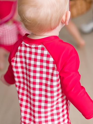 Image of RUGGEDBUTTS Baby /Toddler Boy Swimsuit, One Piece Zipper Rash Guard Sunsuit with UPF 50+ Sun Protection